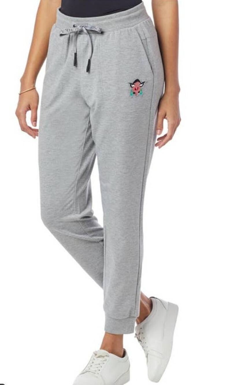 Badgley Mischka Drawstring French Terry Gray Cartoon Jogger Pants - M
